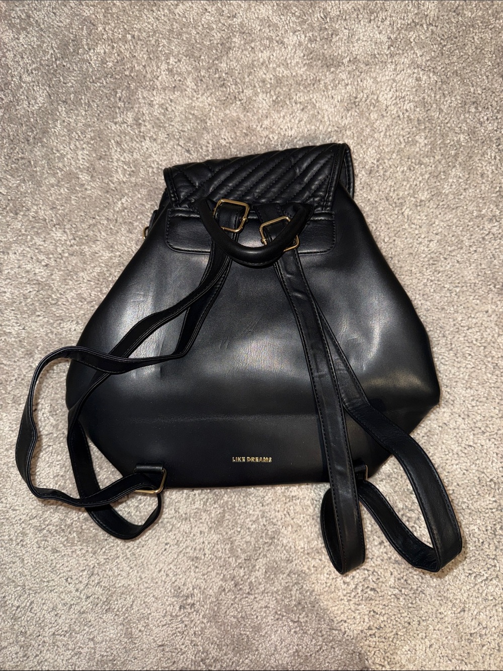 Quilted Black Drawstring Backpack - Picture 3 of 7
